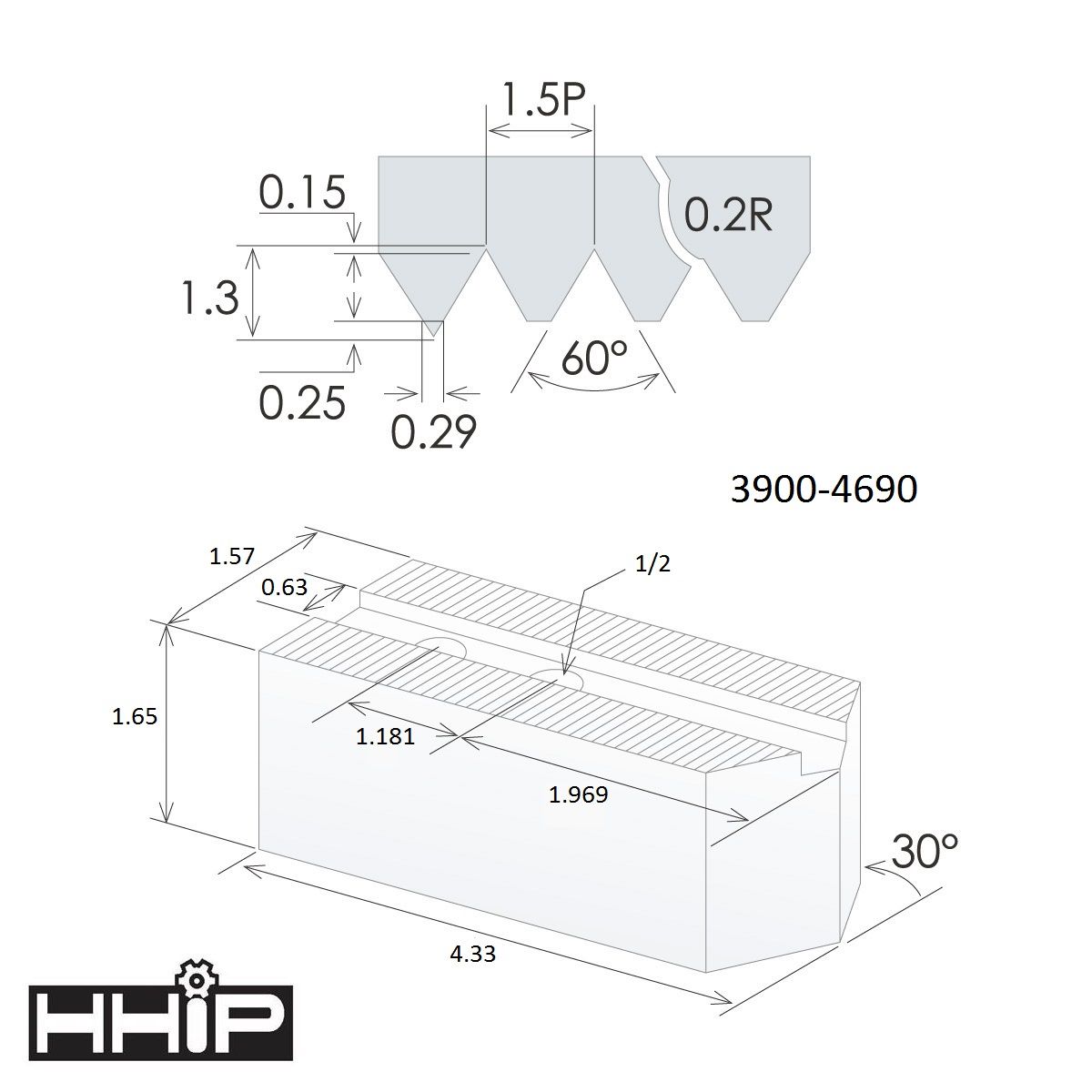 JGO DE MORDAZAS MAQUINABLES ACERO 10" X 1.5 MM 60ø (3 PZAS) ABS