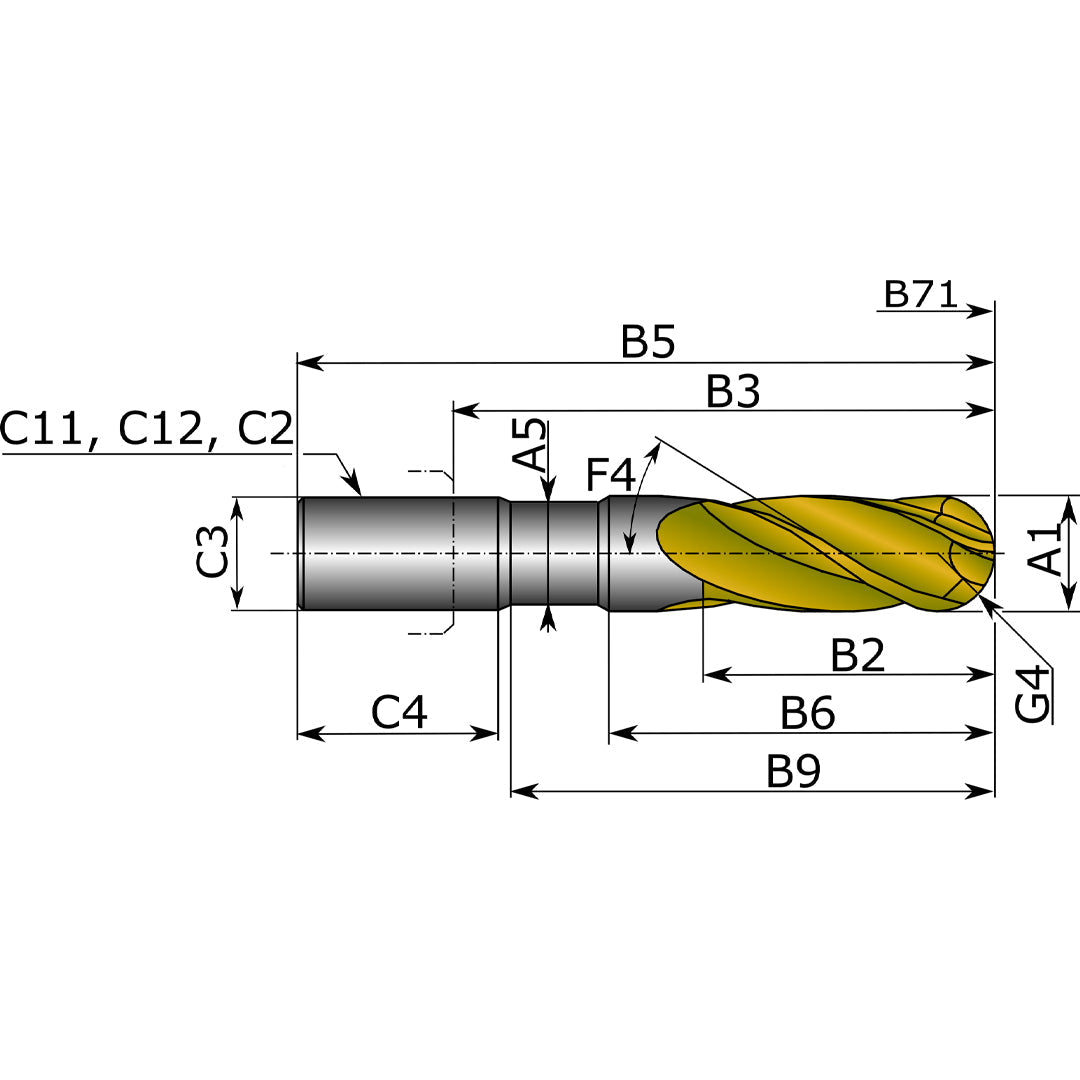 CORTADOR CA HP F2AL0100AWS30 KC637M 1 MM 2F KENNAMETAL