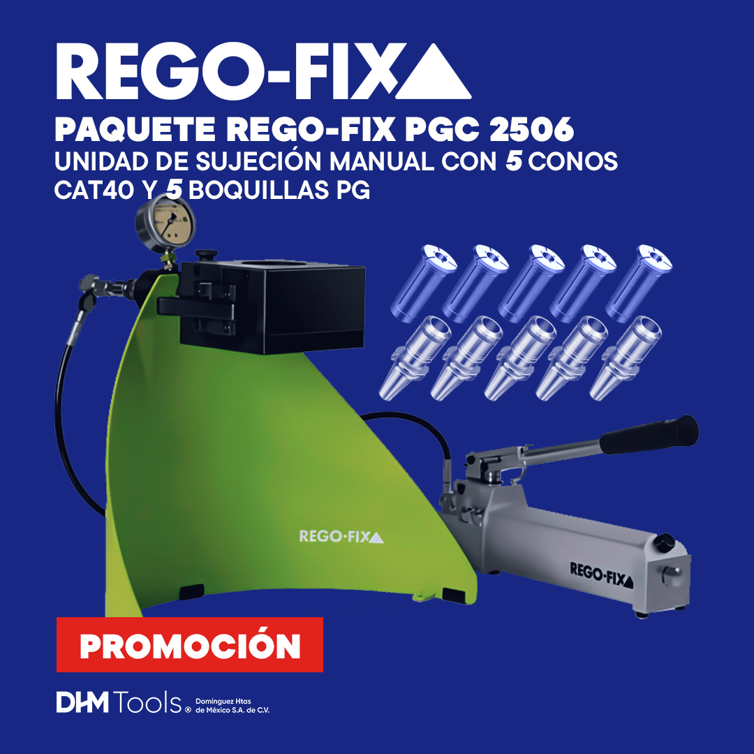 PAQUETE REGO-FIX PGC 2506 | UNIDAD DE SUJECIÓN MANUAL CON 5 CONOS CAT40 Y 5 BOQUILLAS